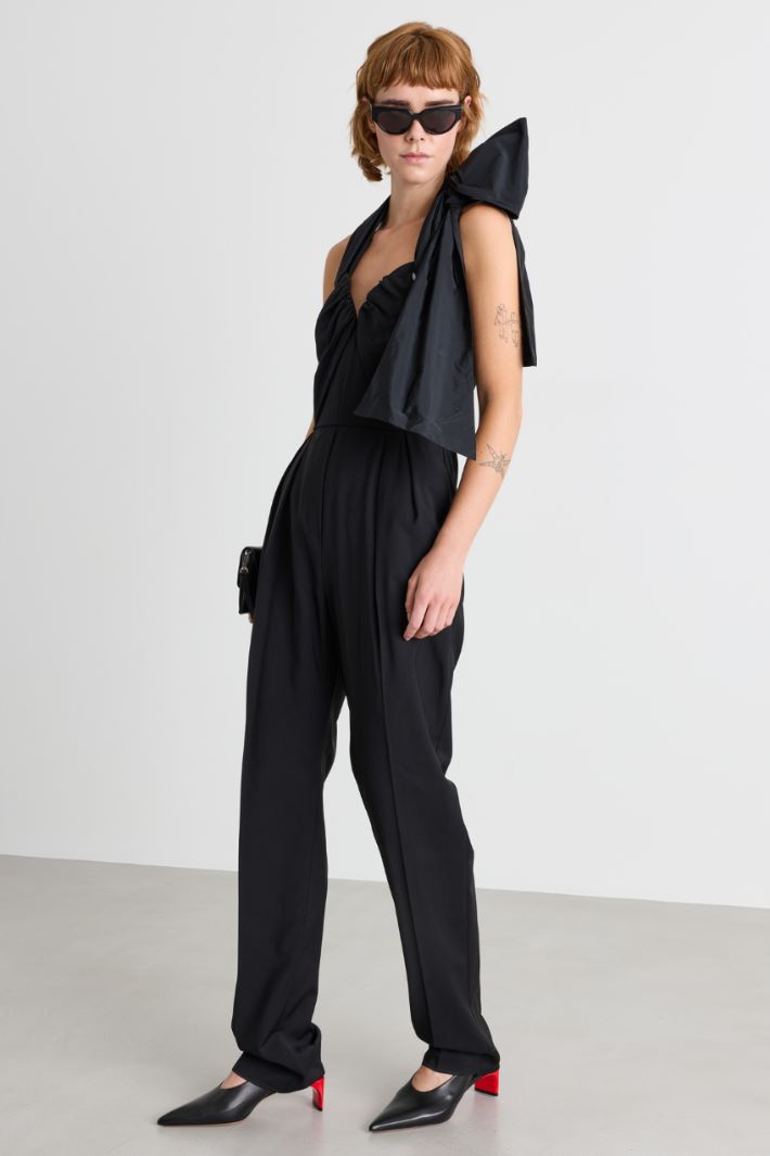 Sleeveless sweetheart jumpsuit - BLACK - Intrend