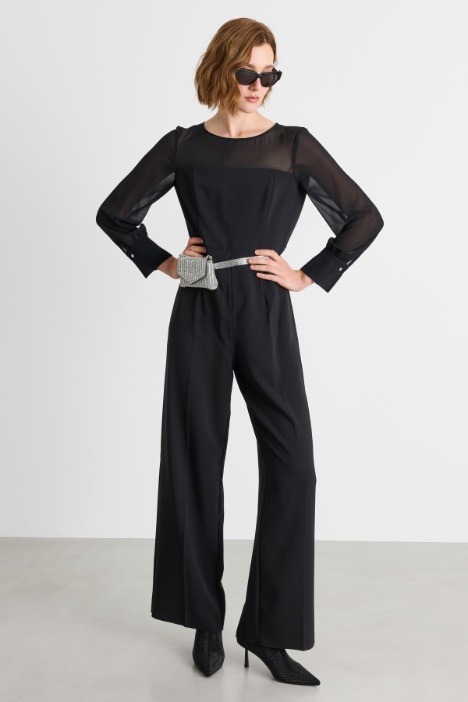 Cady jumpsuit with georgette yoke - Intrend