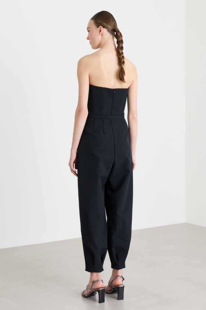 Bonded Sablé Jumpsuit - BLACK - Intrend - 4