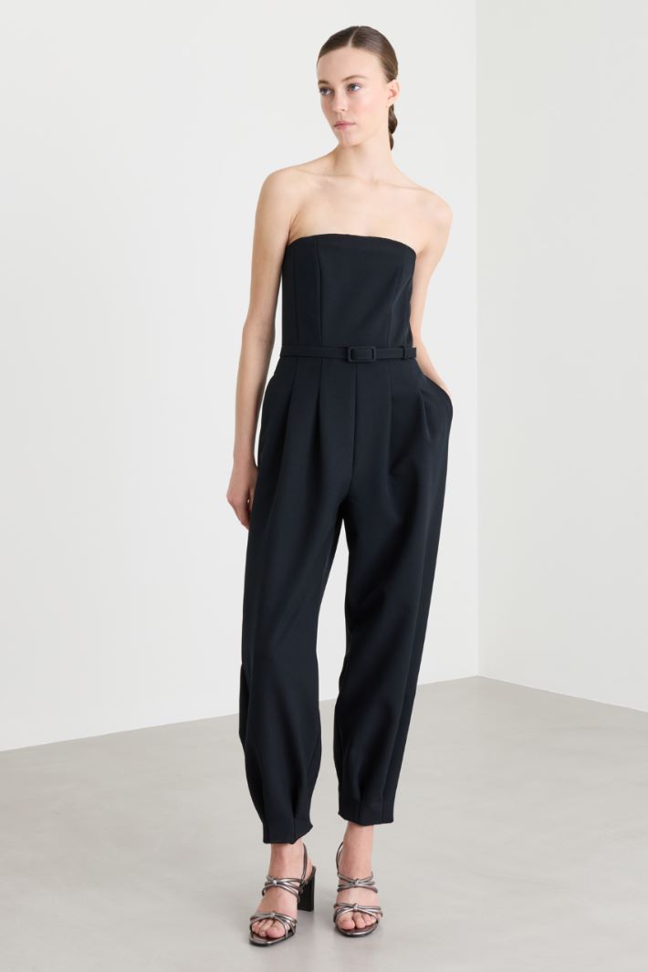 Bonded Sablé Jumpsuit - BLACK - Intrend - 2