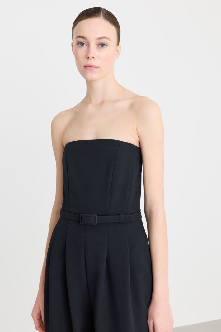 Bonded Sablé Jumpsuit - BLACK - Intrend - 3