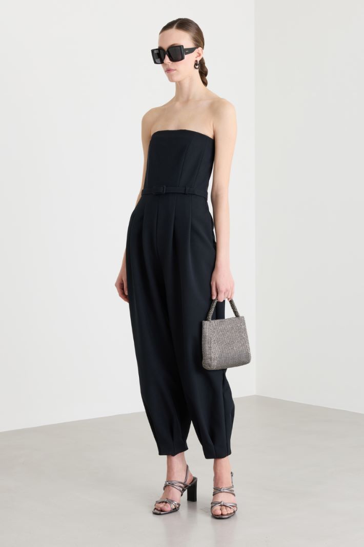 Bonded Sablé Jumpsuit - BLACK - Intrend