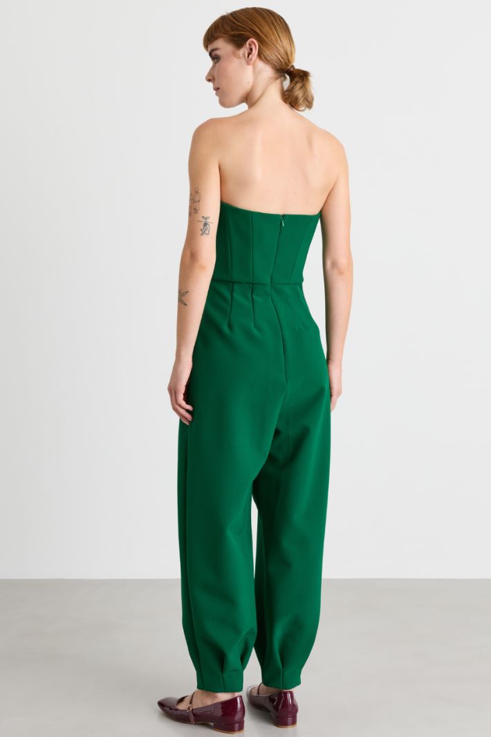 Bonded Sablé Jumpsuit - GREEN - Intrend - 4