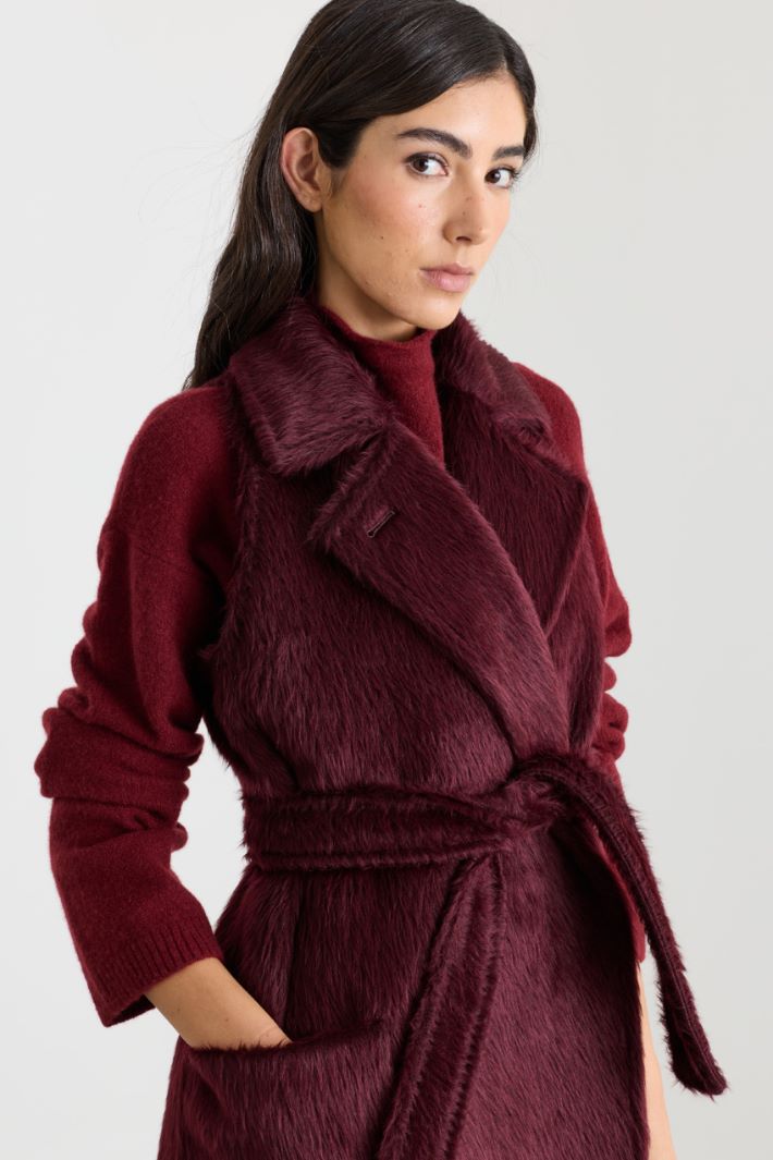 Sleeveless Robe Coat - BORDEAUX - Intrend - 3