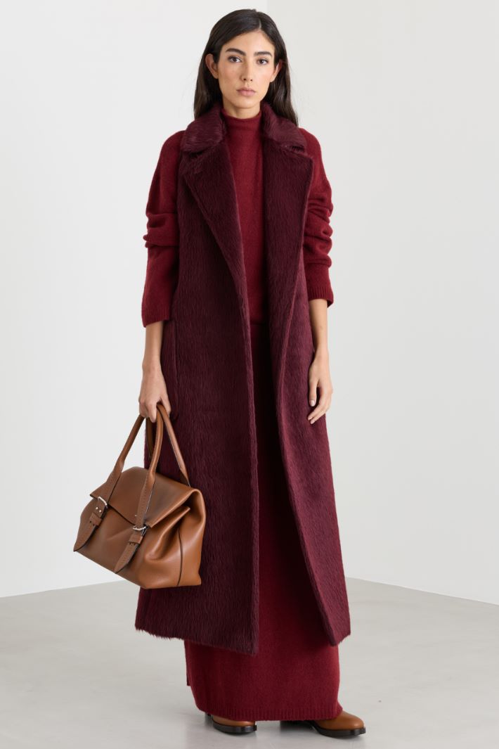 Sleeveless Robe Coat - BORDEAUX - Intrend