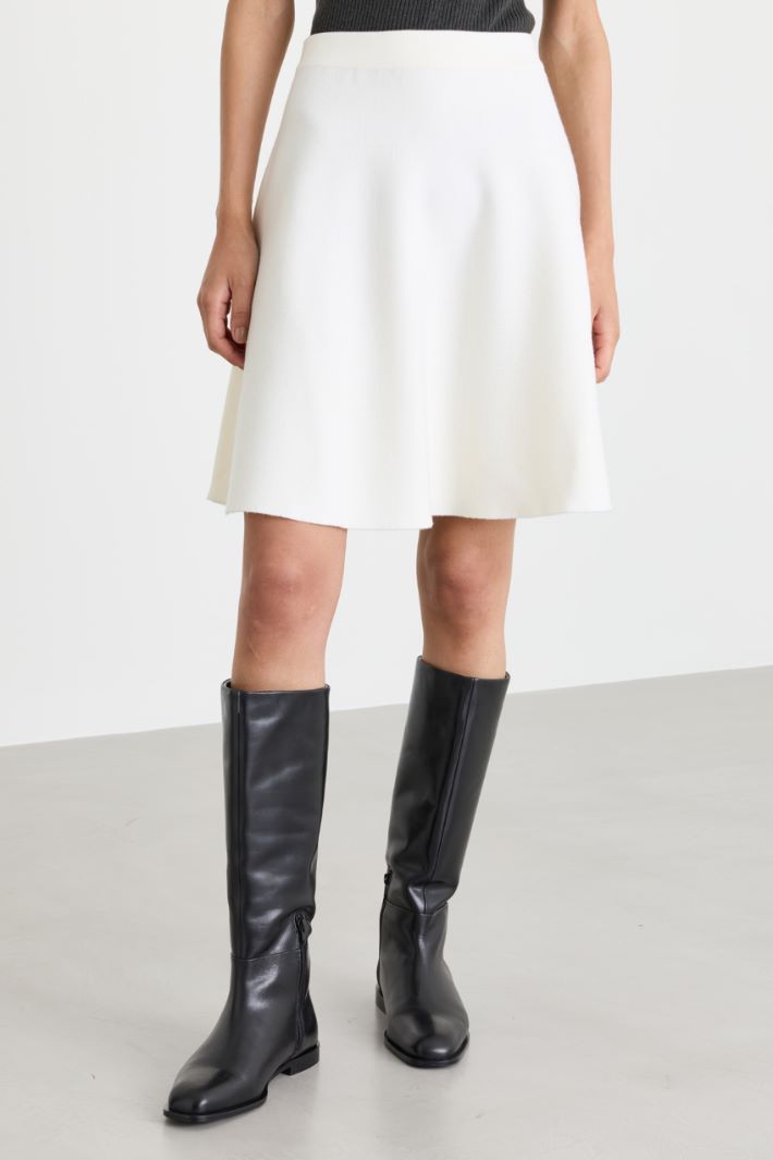 Minigonna svasata in maglia - BIANCO - Intrend - 2