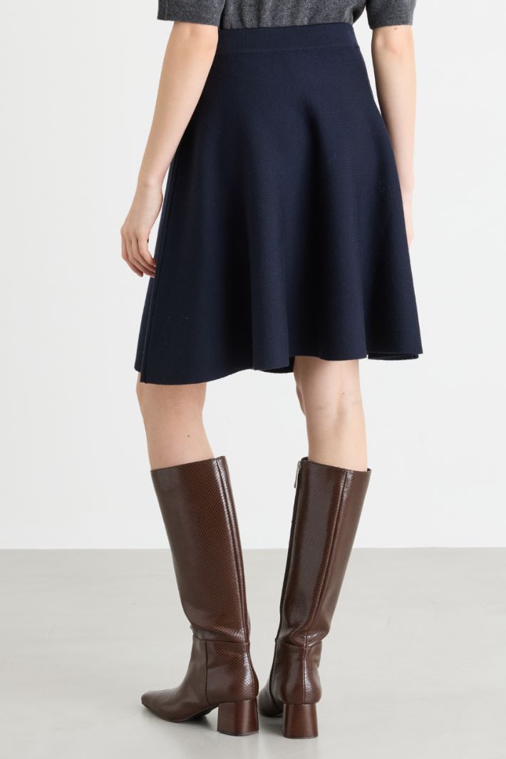 Flared knitted mini skirt - BLUE - Intrend - 4