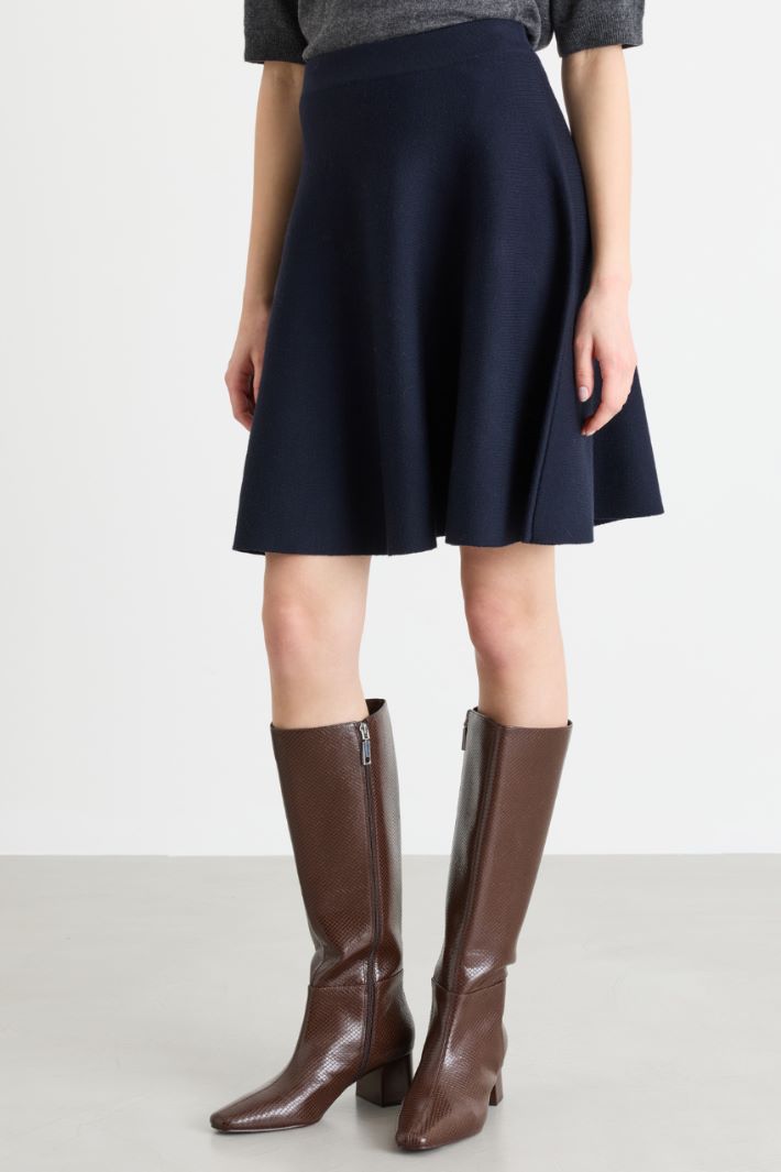 Flared knitted mini skirt - BLUE - Intrend - 2