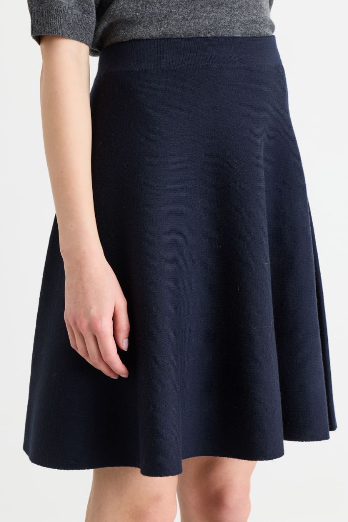 Flared knitted mini skirt - BLUE - Intrend - 3