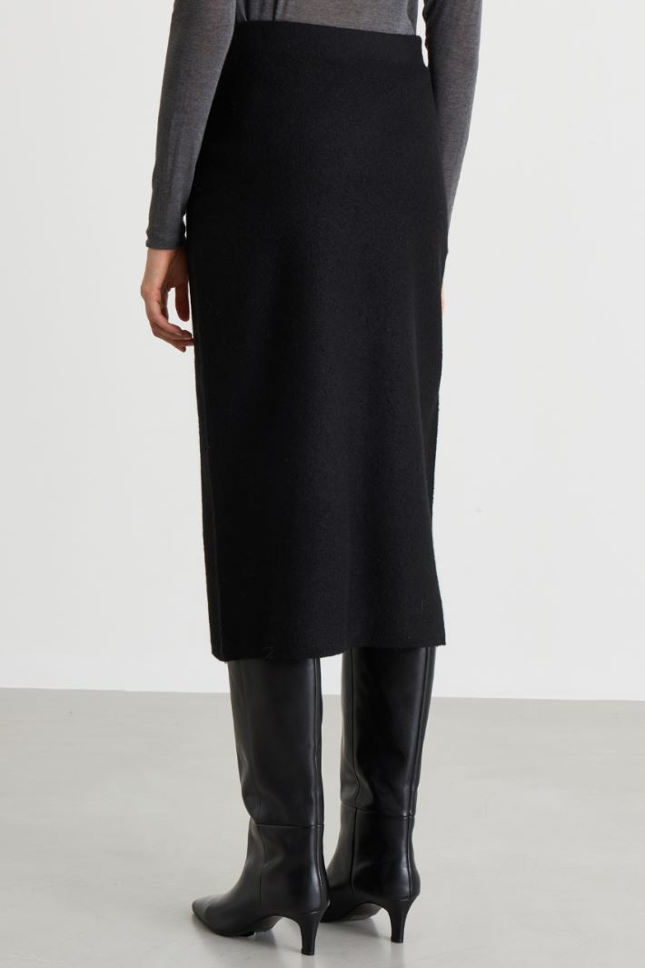 Straight-fit knit skirt - BLACK - Intrend - 4