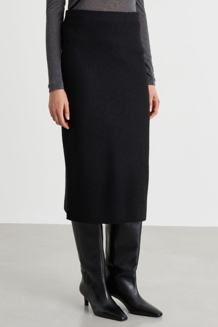 Straight-fit knit skirt - BLACK - Intrend - 2