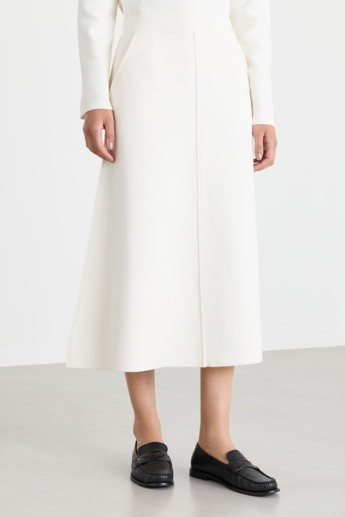 Knit A-line skirt - WHITE - Intrend - 2