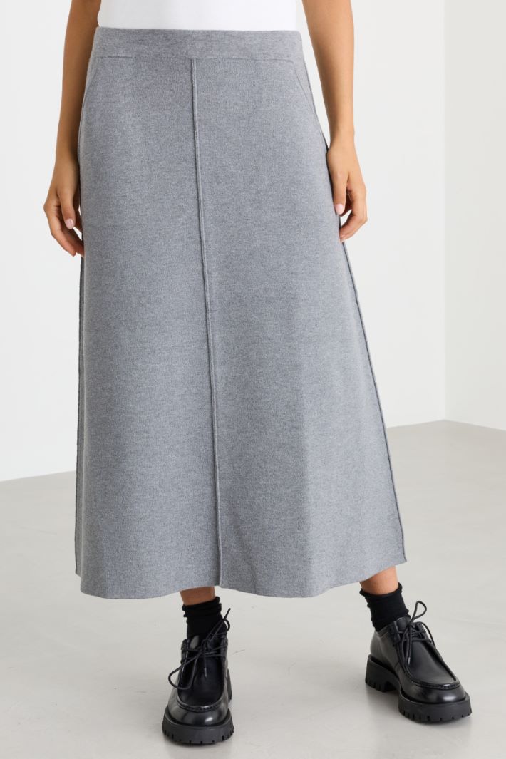 Knit A-line skirt - GREY - Intrend - 2