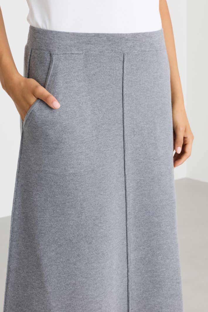 Knit A-line skirt - GREY - Intrend - 3