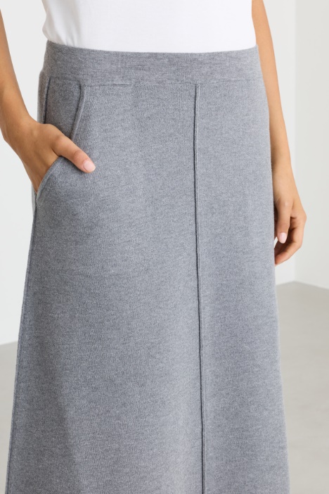Gonna A-line in maglia di viscosa e lana