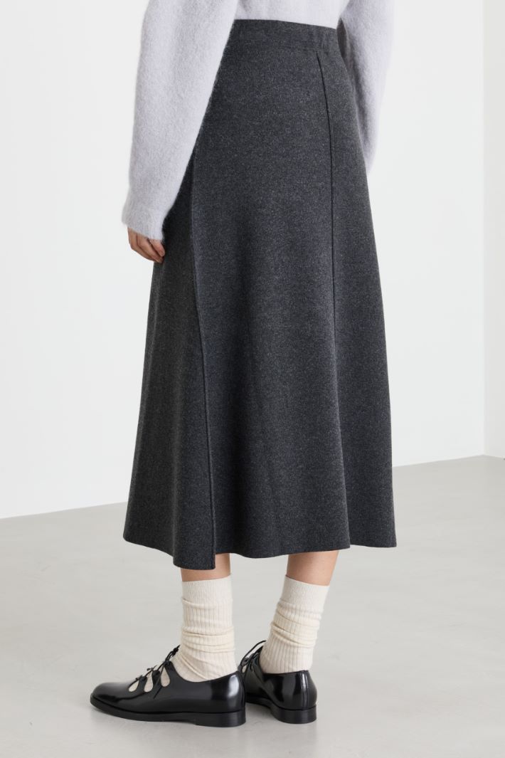 Knit A-line skirt - GREY - Intrend - 4