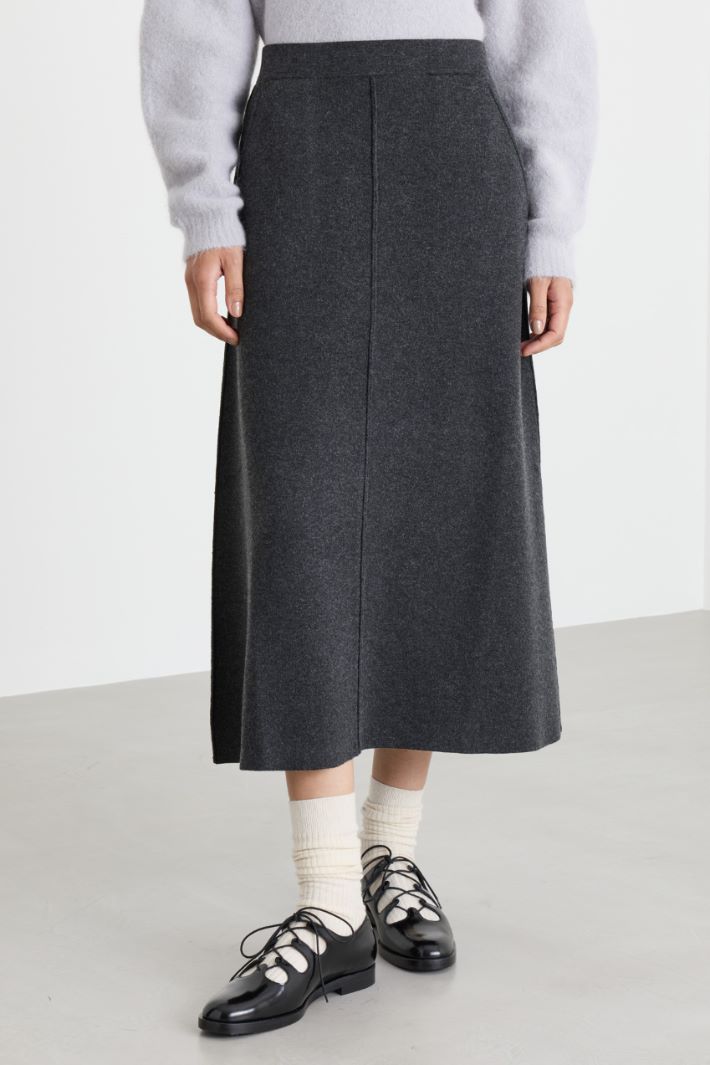 Knit A-line skirt - GREY - Intrend - 2