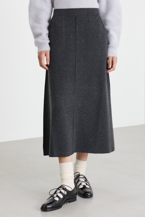 Gonna A-line in maglia di viscosa e lana