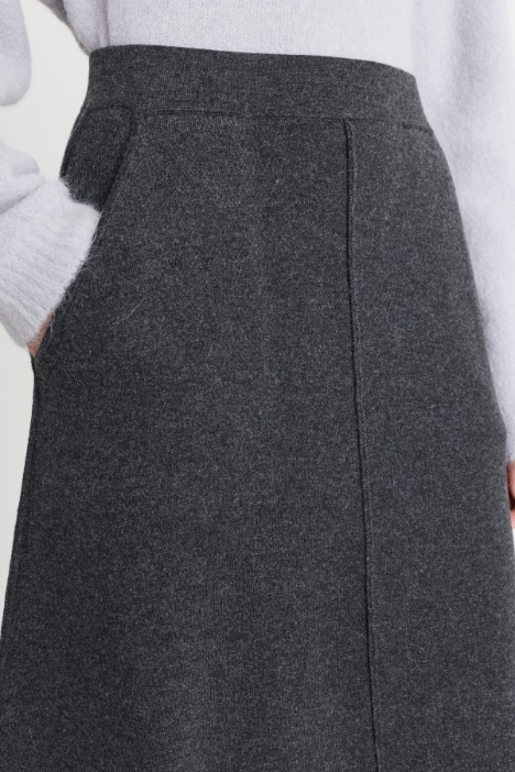 Gonna A-line in maglia di viscosa e lana
