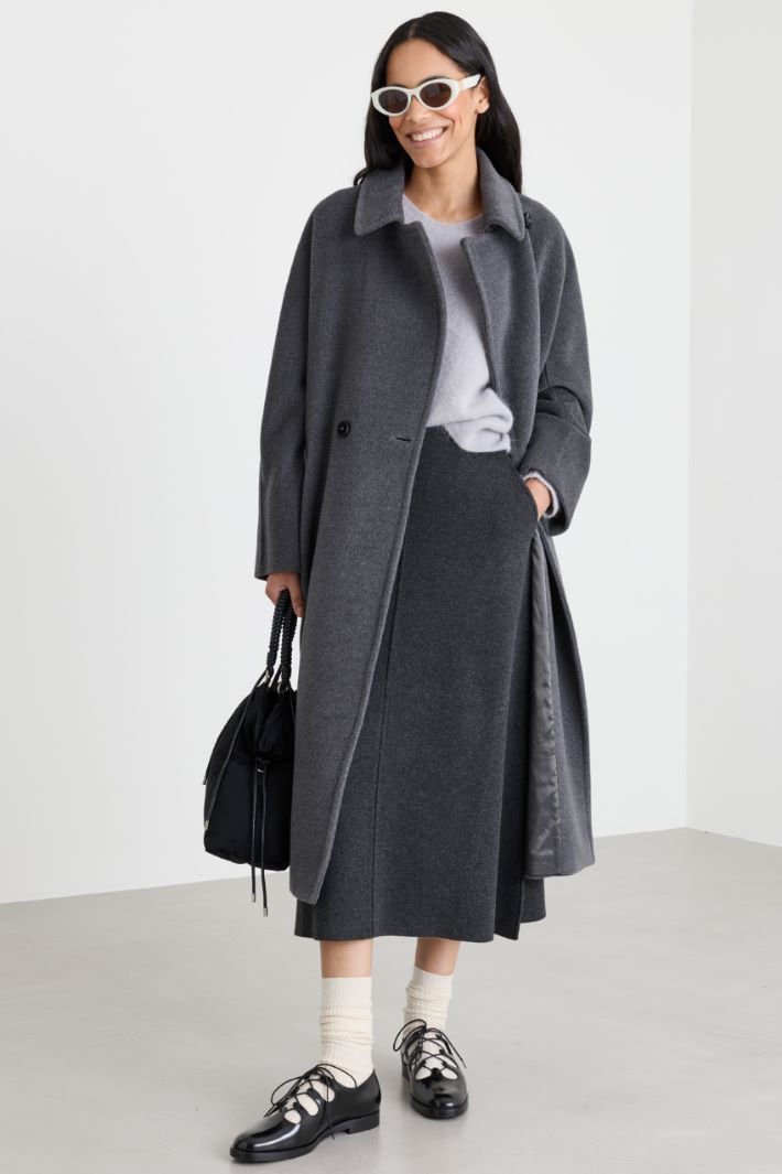 Knit A-line skirt - GREY - Intrend