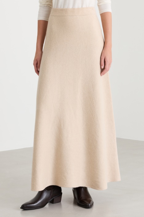 Gonna lunga in maglia di lana e cashmere