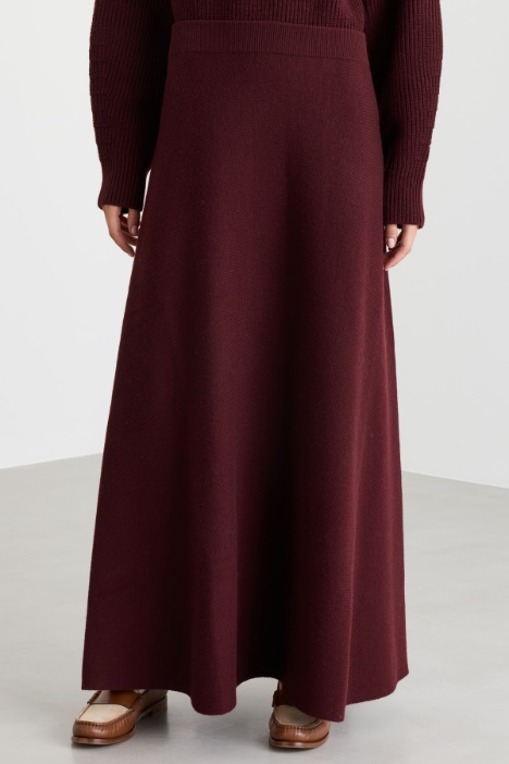 Gonna lunga in maglia di lana e cashmere