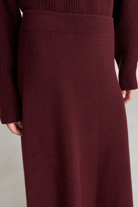 Gonna lunga in maglia di lana e cashmere