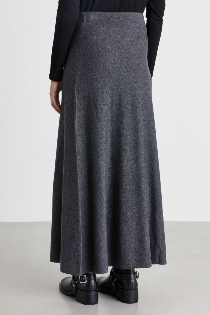 Knitted A-line skirt - GREY - Intrend - 4