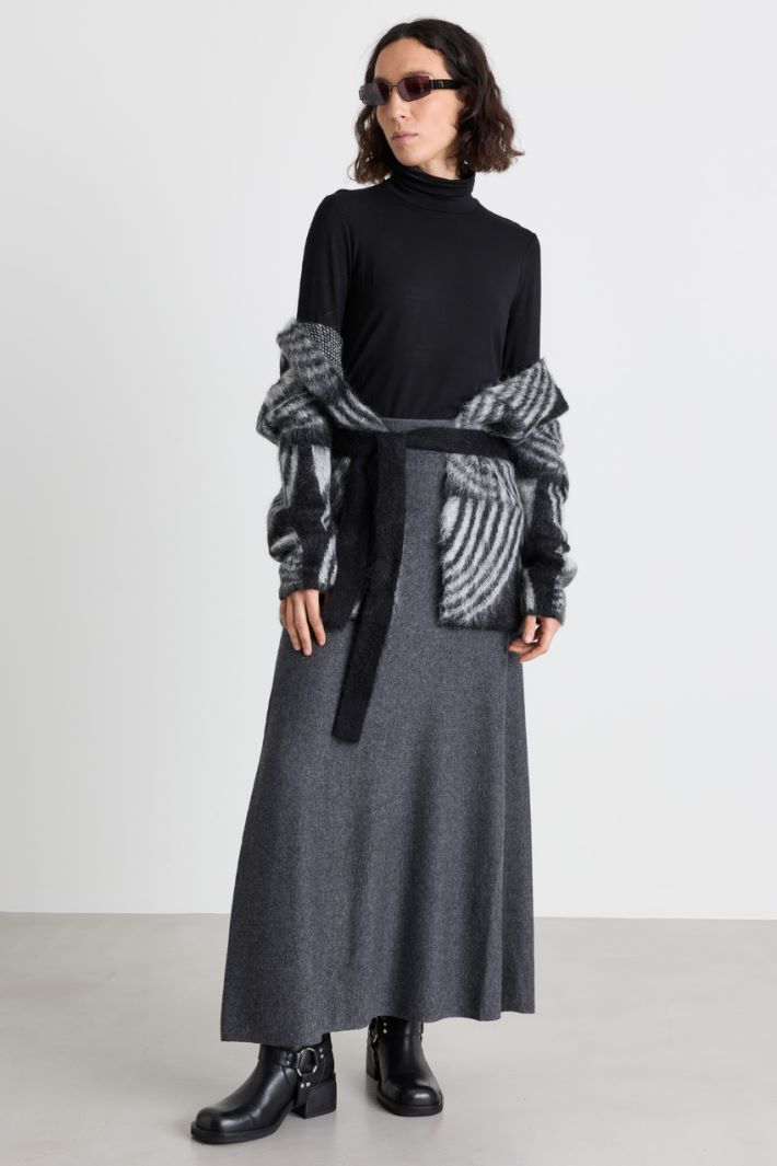 Knitted A-line skirt - GREY - Intrend