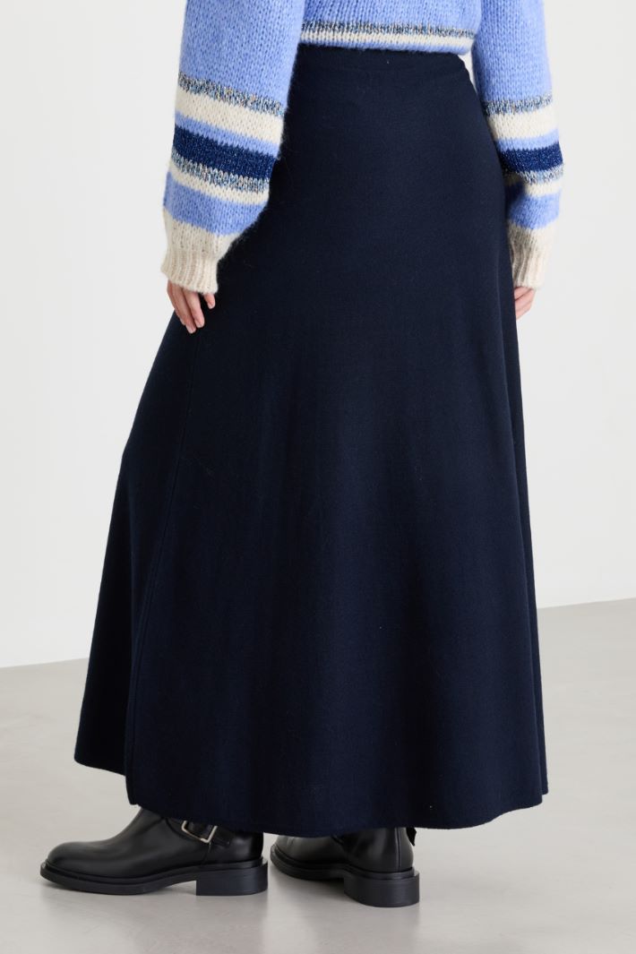 Knitted A-line skirt - BLUE - Intrend - 4