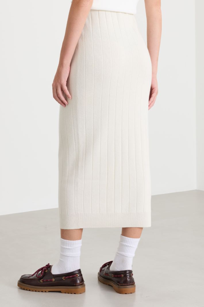 Knit midi skirt - WHITE - Intrend - 4