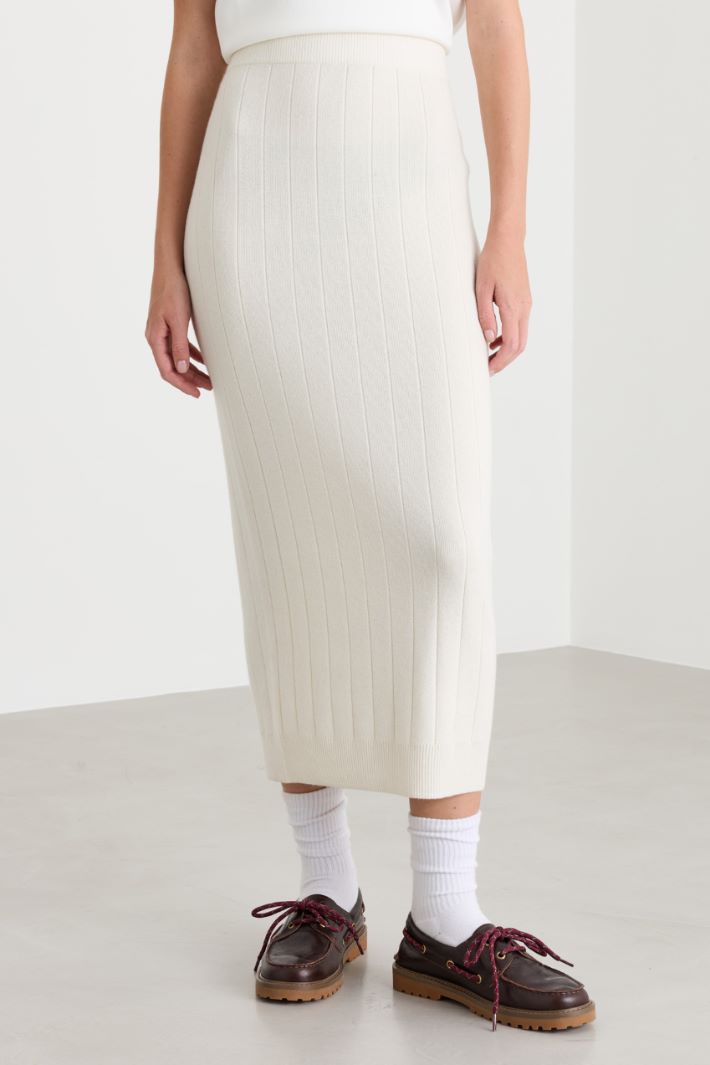 Knit midi skirt - WHITE - Intrend - 2