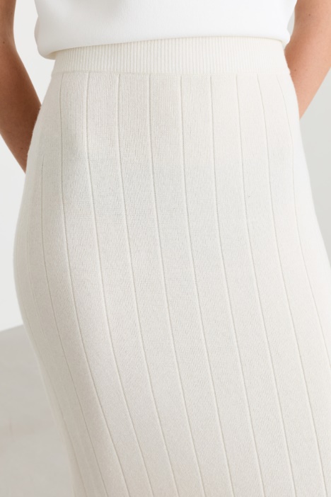 Gonna longuette in maglia di puro cashmere