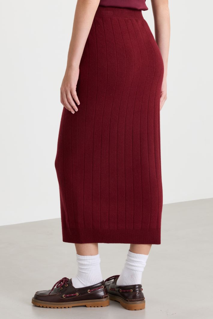 Knit midi skirt - BORDEAUX - Intrend - 4