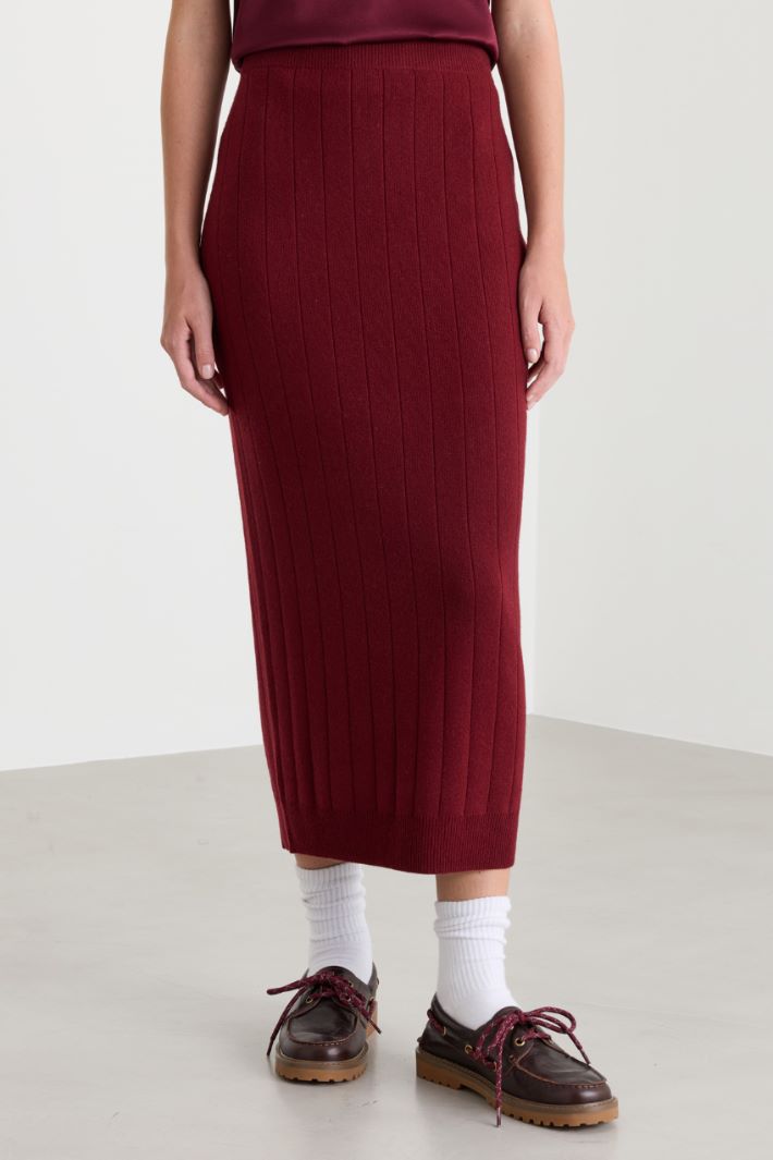 Knit midi skirt - BORDEAUX - Intrend - 2