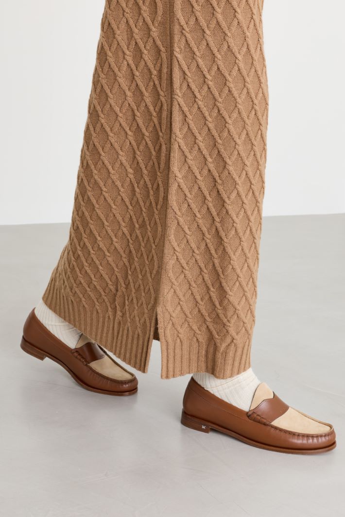Textured cable-knit skirt - CAMEL - Intrend - 3
