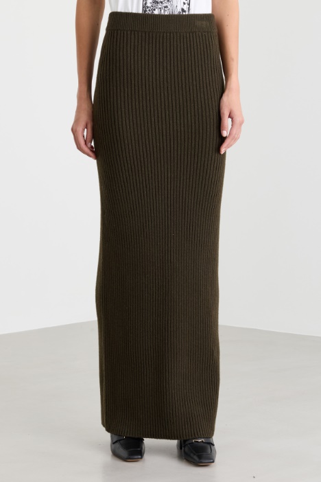 Gonna tubino in maglia di lana e cashmere