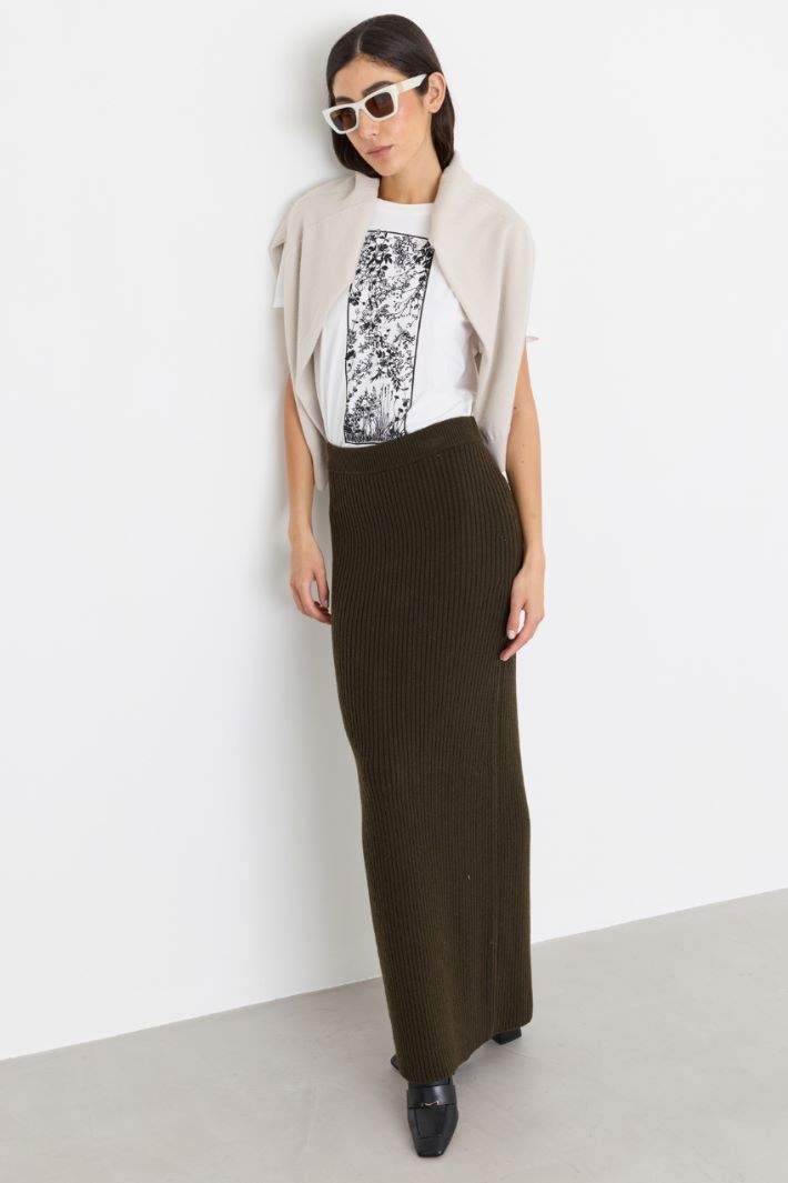 Knit pencil skirt - GREEN - Intrend