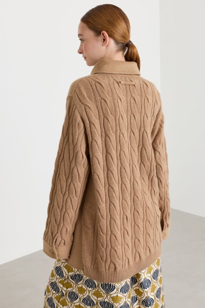 Chunky-knit coat - CAMEL - Intrend - 4