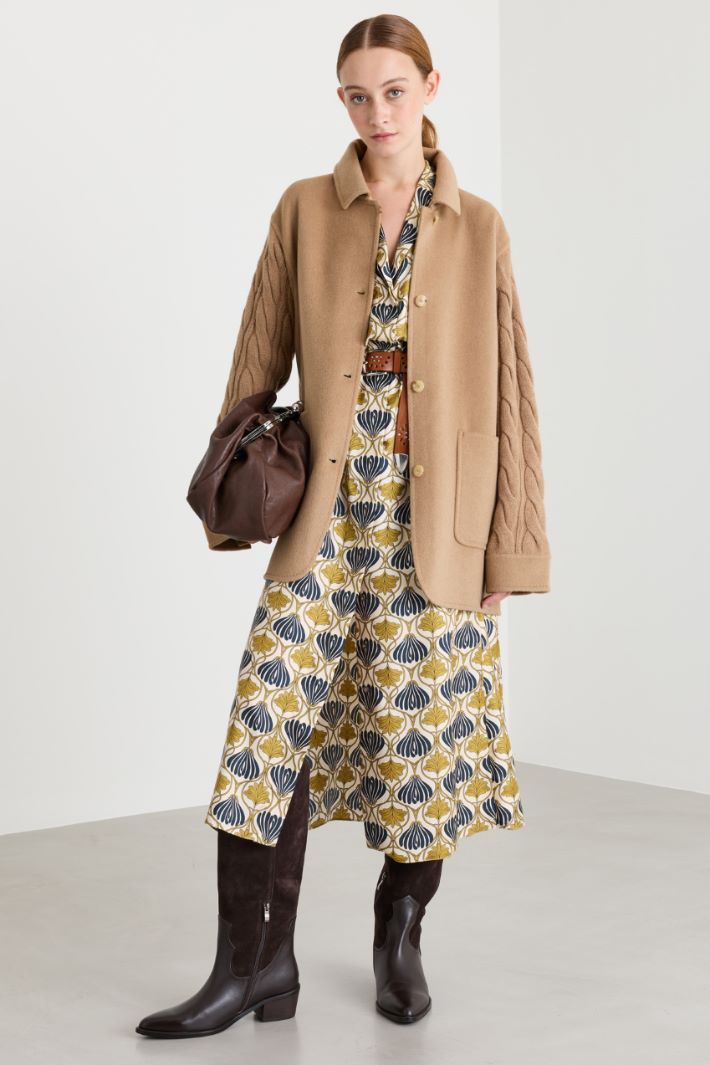 Chunky-knit coat - CAMEL - Intrend