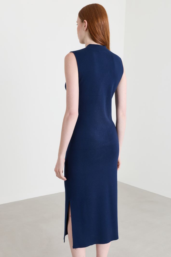 Micro-studded knit dress - BLUE - Intrend - 4