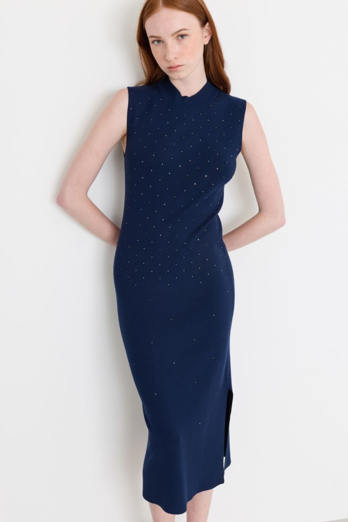 Micro-studded knit dress - BLUE - Intrend - 2