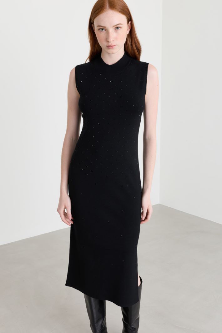 Abito in maglia con micro-borchie - NERO - Intrend - 2