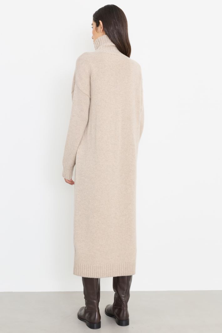 Robe longue à col roulé - BEIGE - Intrend - 4