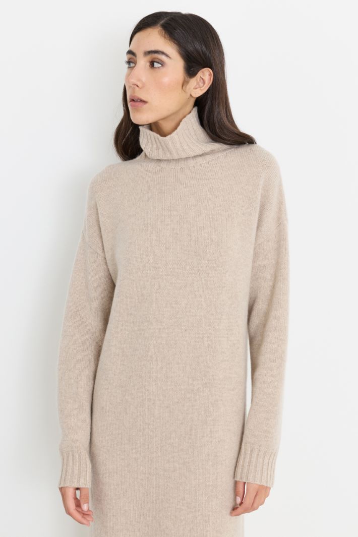 Robe longue à col roulé - BEIGE - Intrend - 3