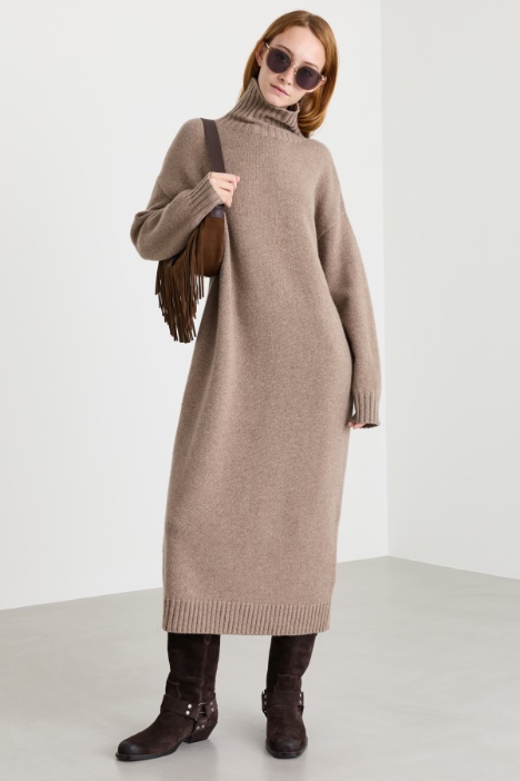 Long cashmere roll-neck dress - Intrend