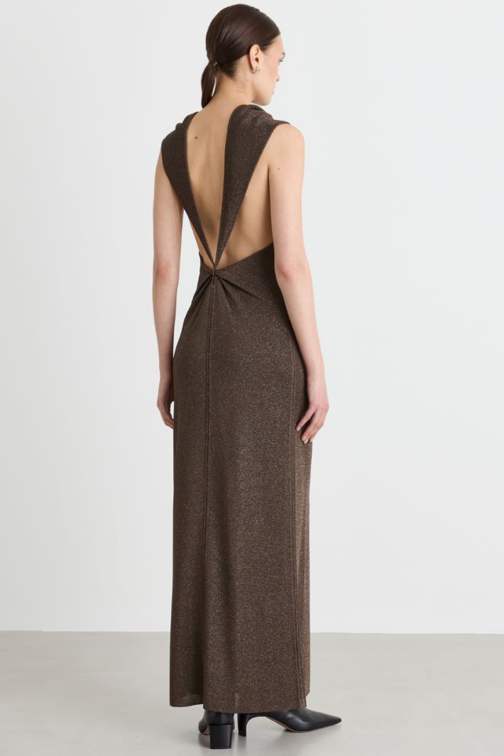 Low-back knit dress - BROWN - Intrend - 4