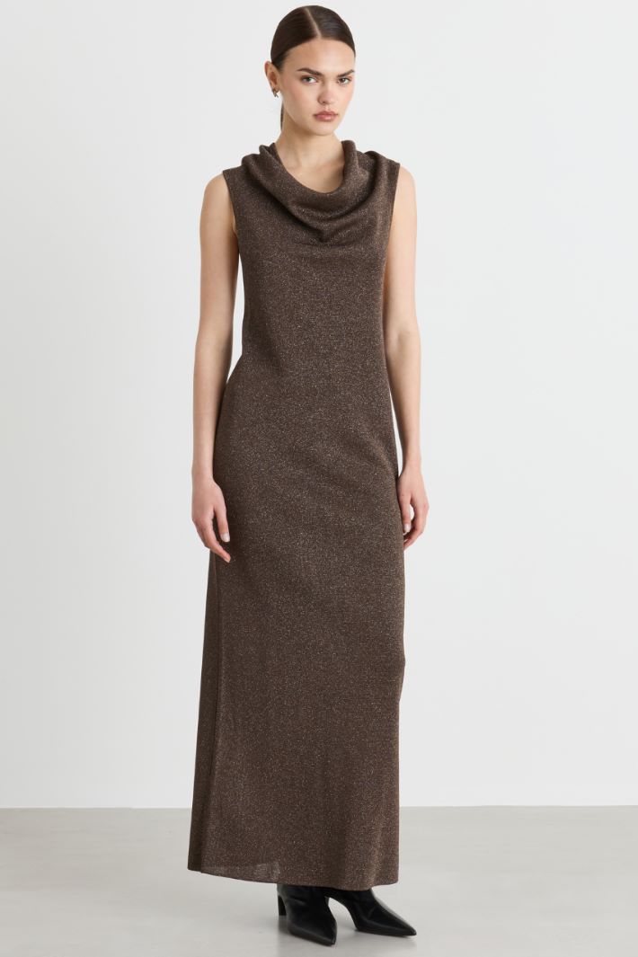 Low-back knit dress - BROWN - Intrend - 2