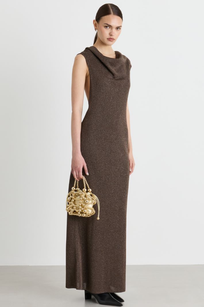 Low-back knit dress - BROWN - Intrend