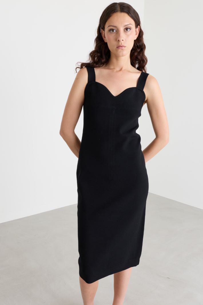 Abito tubino aderente in maglia - NERO - Intrend - 3